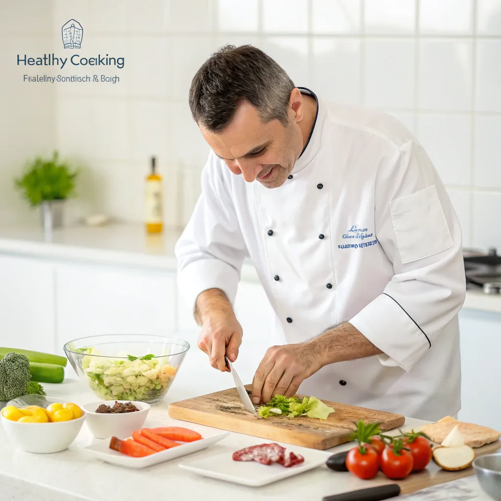 Instructor demonstrating healthy cooking techniques
