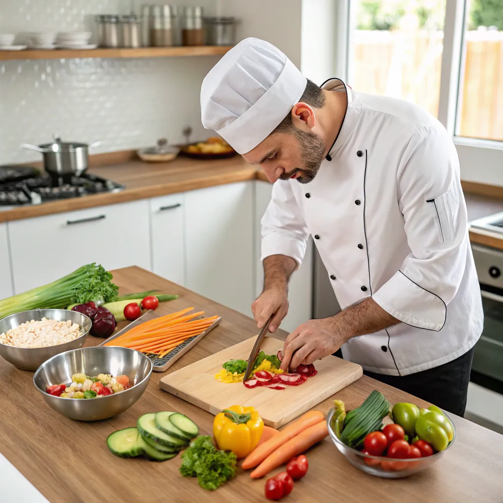 Professional chef preparing a healthy meal